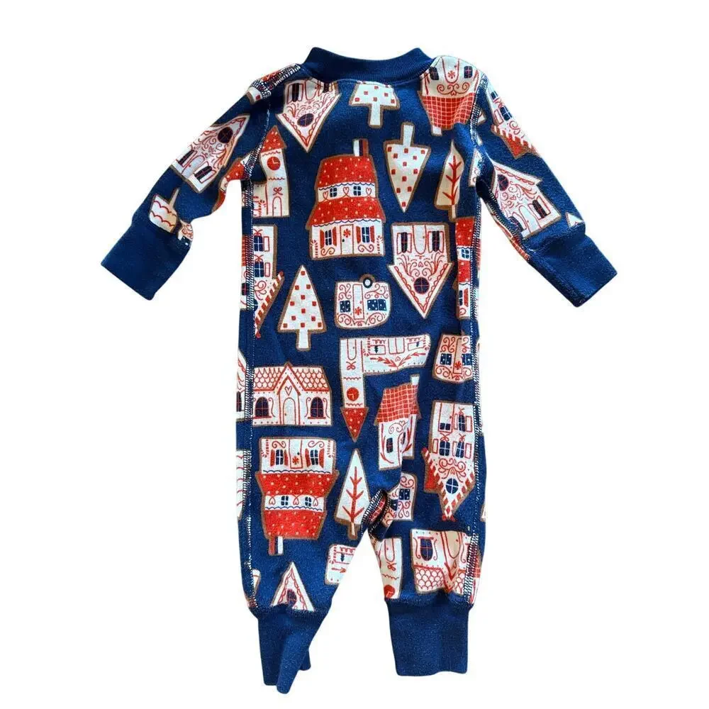 Hanna Andersson Baby Zip Sleeper Gingerbread Holiday Pajamas Size 50 0-3 months